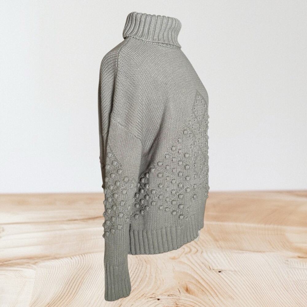 Splendid Elvira Bobble Knit Turtleneck Sweater Sz L Womens 48" Bust Juniper $188 - Picture 6 of 10